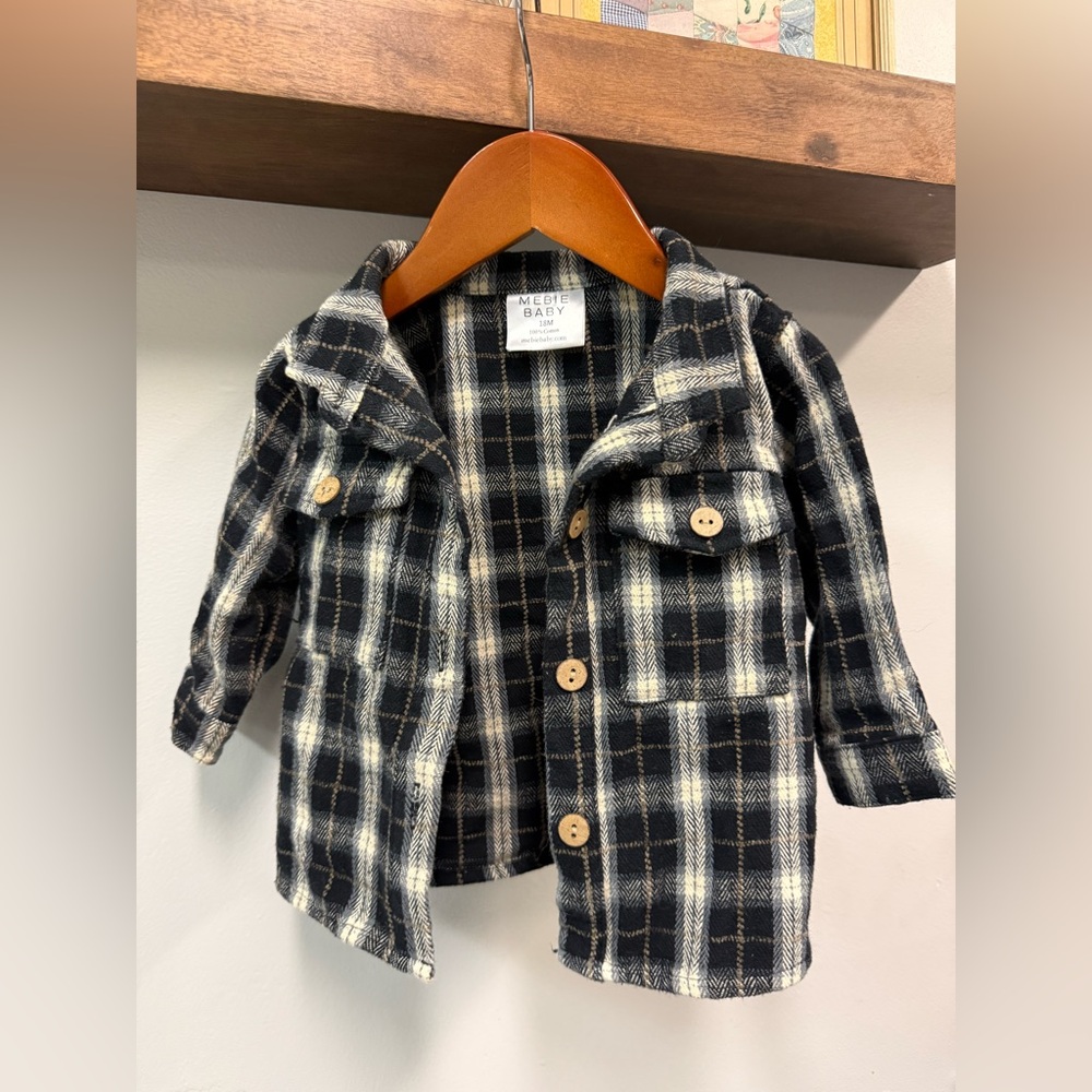 Melody Baby Black Plaid Button Down Shirt for Kids